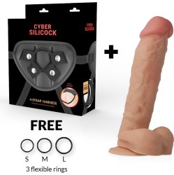 Cyber Silicock STRAP-ON MAGNUS LIQUID SILICONE WITH 3 RINGS FREE 20.5 CM -O- 4.1 CM