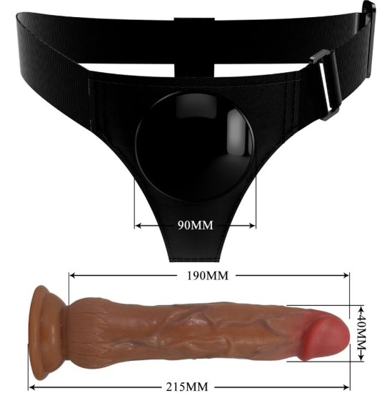 Pretty Love KYTON UNIVERSAL HARNESS BRIEFS WITH SQUIRTING DILDO 19 CM MULATO