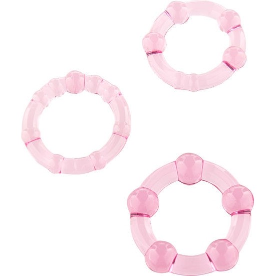 Seven Creations SET OF THREE PINK PENIS RINGS