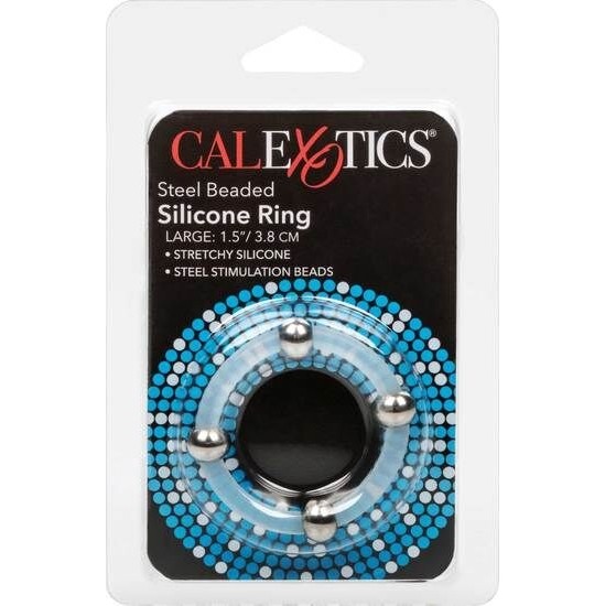 Calexotics STEEL BEADED SILICONE RING L