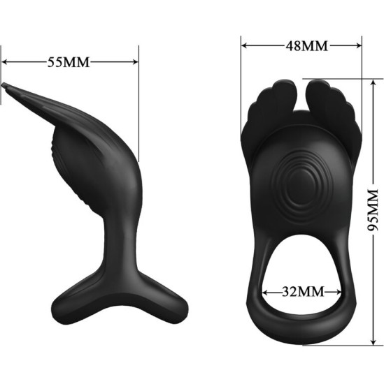 Pretty Love Male PRETTY LOVE - SILAS VIBRANT PENIS RING 7 VIBRATIONS BLACK SILICONE