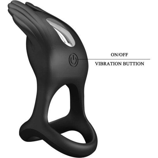 Pretty Love Male PRETTY LOVE - SILAS VIBRANT PENIS RING 7 VIBRATIONS BLACK SILICONE