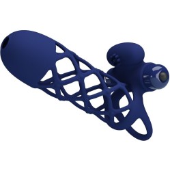 Pretty Love Male PRETTY LOVE - GIANN VIBRATOR RING WITH SILICONE SHEATH BLUE