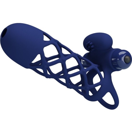 Pretty Love Male PRETTY LOVE - GIANN VIBRATOR RING WITH SILICONE SHEATH BLUE