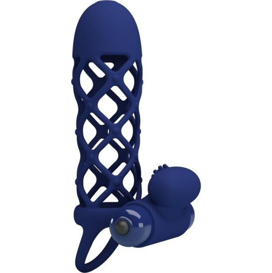 Pretty Love Male PRETTY LOVE - GIANN VIBRATOR RING WITH SILICONE SHEATH BLUE