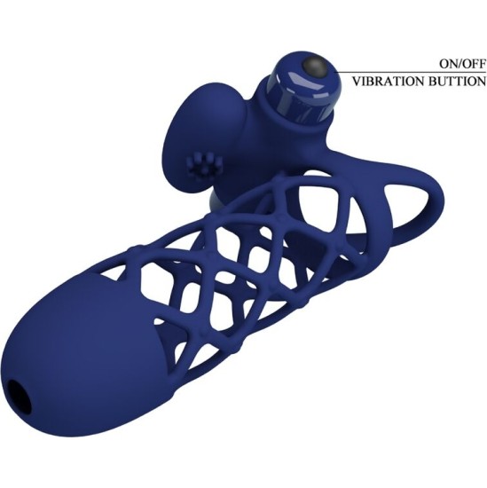 Pretty Love Male PRETTY LOVE - GIANN VIBRATOR RING WITH SILICONE SHEATH BLUE