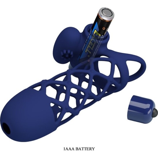 Pretty Love Male PRETTY LOVE - GIANN VIBRATOR RING WITH SILICONE SHEATH BLUE