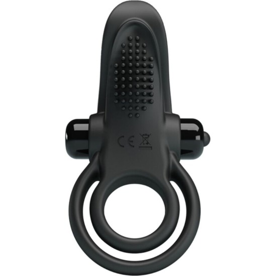 Pretty Love DOUBLE VIBRATING RING + CLITORIS STIMULATOR 10 VIBRATIONS BLACK