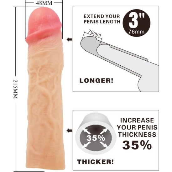 Pretty Love DEREK PENIS SLEEVE WITH 7.6 CM EXTENSION FLESH