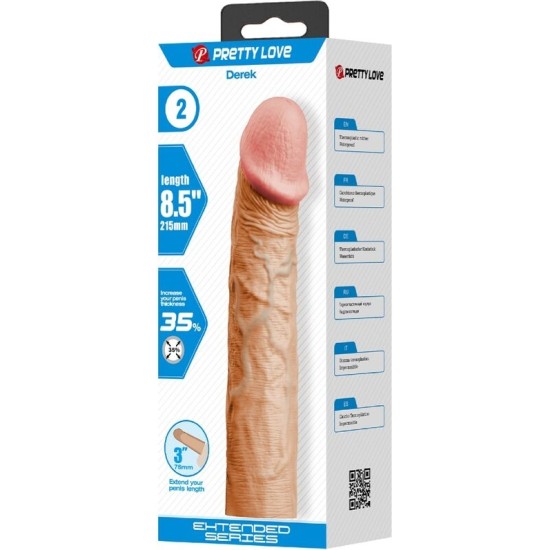 Pretty Love DEREK PENIS SLEEVE WITH 7.6 CM EXTENSION FLESH