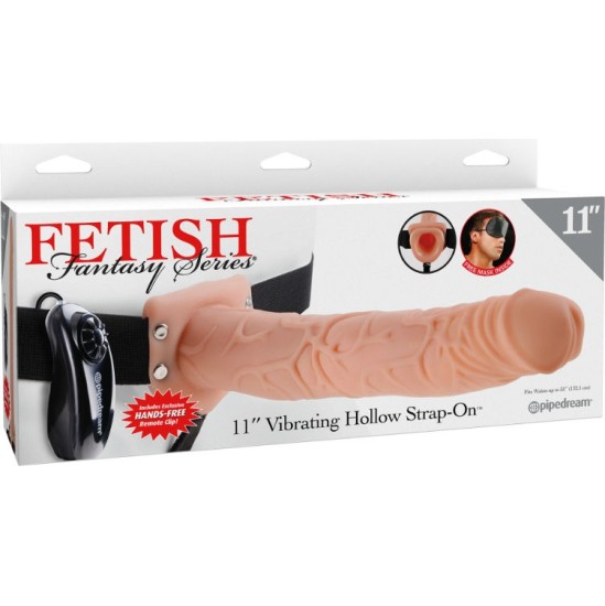 Fetish Fantasy Series SERIES 11 HOLLOW STRAP-ON VIBRATING WITH BALLS 27.9CM FLESH
