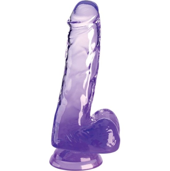 King Cock CLEAR REALISTIC PENIS WITH BALLS 13.5 CM PURPLE