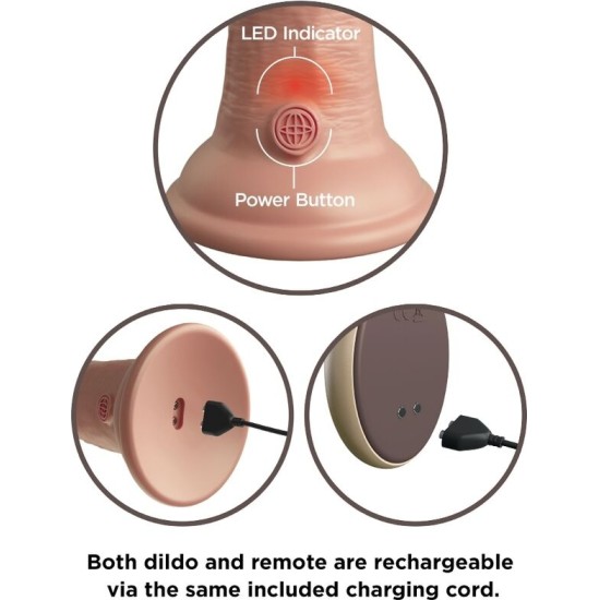 King Cock ELITE REALISTIC DILDO VIBRATOR & SILICONE REMOTE CONTROL 23 CM