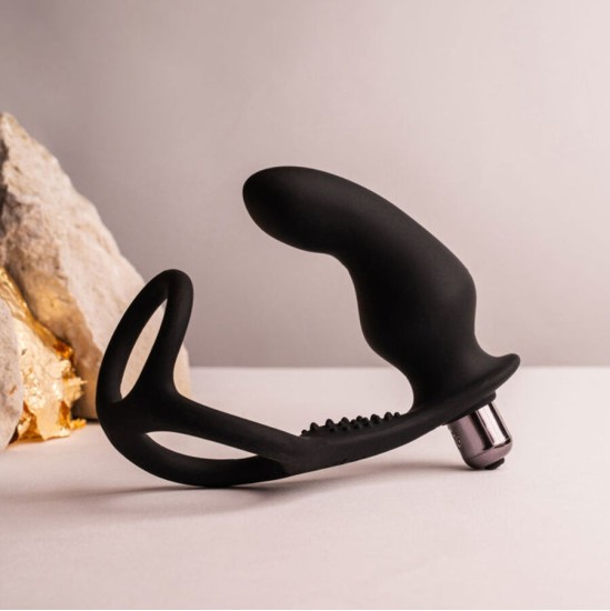 Rocks-Off RO-ZEN RRO ANAL PLUG WITH VIBRATING PENIS RING BLACK