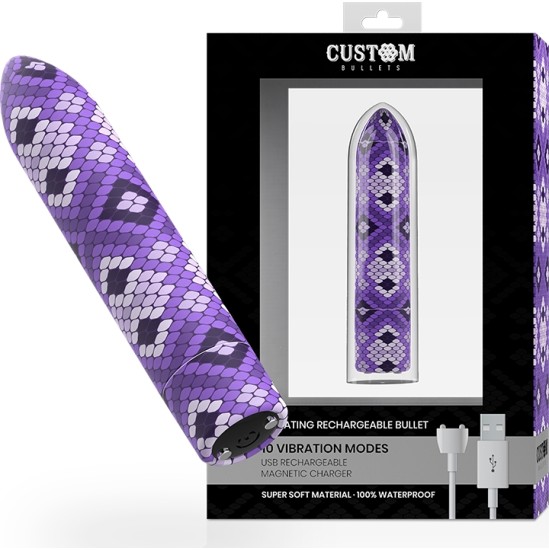 Custom Bullets RECHARGEABLE SNAKE PURPLE MAGNETIC BULLET 10 INTENSITIES