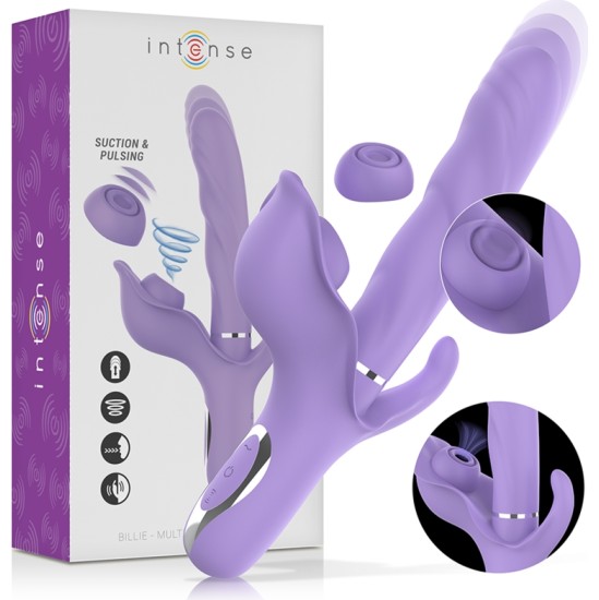 Intense Fun INTENSE - BILLIE MULTIFUNCTIONAL RECHARGEABLE SUCTION VIBRATOR WITH PURPLE PUSH BUTTON