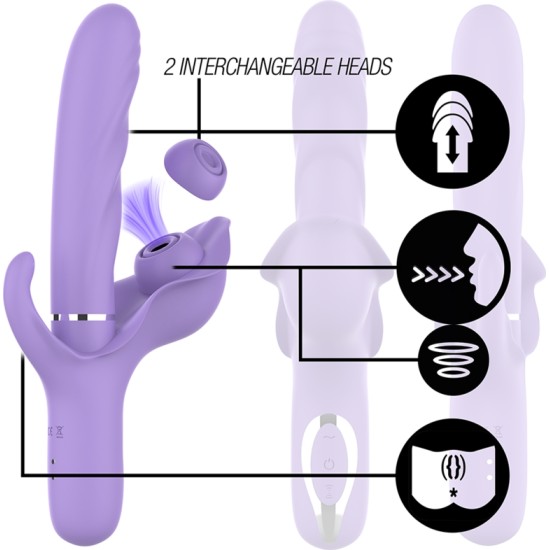 Intense Fun INTENSE - BILLIE MULTIFUNCTIONAL RECHARGEABLE SUCTION VIBRATOR WITH PURPLE PUSH BUTTON