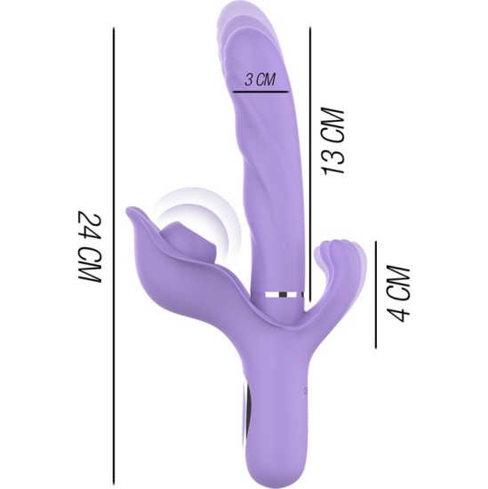 Intense Fun INTENSE - BILLIE MULTIFUNCTIONAL RECHARGEABLE SUCTION VIBRATOR WITH PURPLE PUSH BUTTON