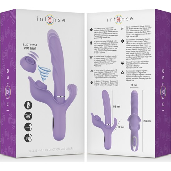 Intense Fun INTENSE - BILLIE MULTIFUNCTIONAL RECHARGEABLE SUCTION VIBRATOR WITH PURPLE PUSH BUTTON