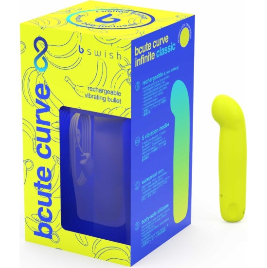 B Swish BCUTE CURVE INFINITE CLASSIC LIMITED EDITION RECHARGEABLE SILICONE VIBRATOR YELLOW