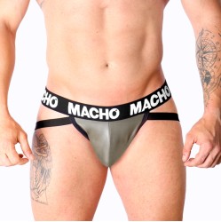 Macho Underwear MACHO - MX27GR JOCK LEATHER GRAY BEIGE S