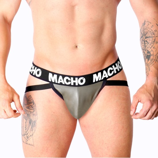 Macho Underwear MACHO - MX27GR JOCK LEATHER GRAY BEIGE S