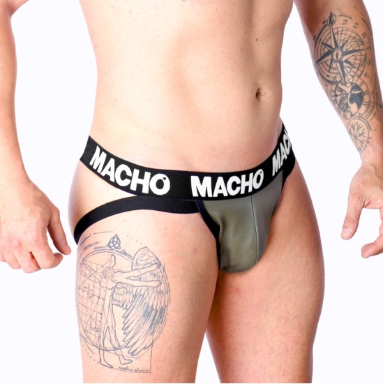 Macho Underwear MACHO - MX27GR JOCK LEATHER GRAY BEIGE S