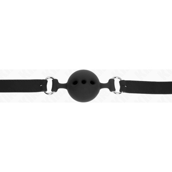 Kink Collar & Gag KINK - FULL SILICONE GAG 55 x 2 CM WITH 5 CM BALL SIZE L BLACK ADJUSTABLE 35-51 CM