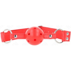 Kink Collar & Gag KINK - COMPLETE RED HOLLOW HARD BALL GAG 62 x 2 CM