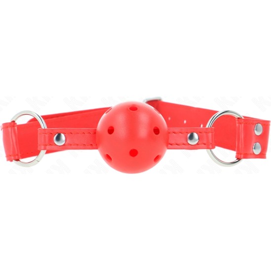 Kink Collar & Gag KINK - COMPLETE RED HOLLOW HARD BALL GAG 62 x 2 CM