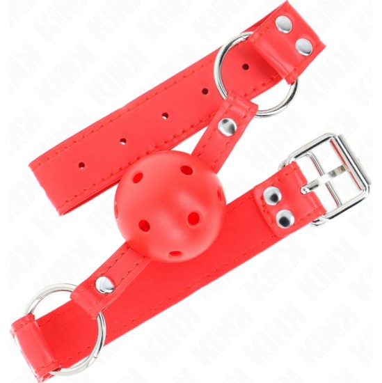 Kink Collar & Gag KINK - COMPLETE RED HOLLOW HARD BALL GAG 62 x 2 CM