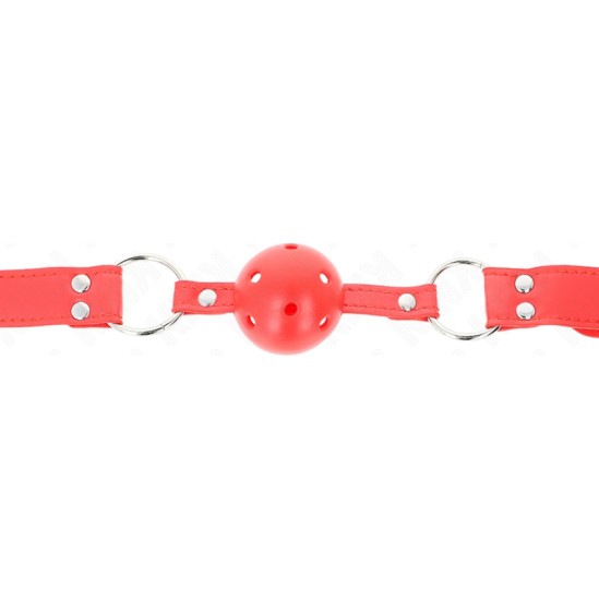 Kink Collar & Gag KINK - COMPLETE RED HOLLOW HARD BALL GAG 62 x 2 CM
