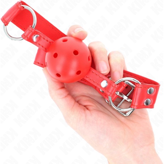 Kink Collar & Gag KINK - COMPLETE RED HOLLOW HARD BALL GAG 62 x 2 CM