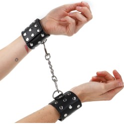 Kink Wrist Restraint KINK - WRIST RESTRAINTS WITH SNAP FASTEN FULL OF RIVETS BLACK ADJUSTABLE 19-24 CM X 5.5 CM
