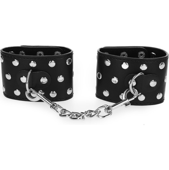 Kink Wrist Restraint KINK - WRIST RESTRAINTS WITH SNAP FASTEN FULL OF RIVETS BLACK ADJUSTABLE 19-24 CM X 5.5 CM