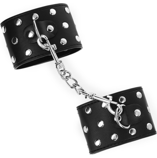 Kink Wrist Restraint KINK - WRIST RESTRAINTS WITH SNAP FASTEN FULL OF RIVETS BLACK ADJUSTABLE 19-24 CM X 5.5 CM