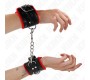 Kink Wrist Restraint KINK - FUR LINED WRIST RESTRAINTS WITH SQUARE HOLES RED AND BLACK BELT ADJUSTABLE 17-29 CM X 6 CM