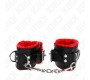 Kink Wrist Restraint KINK - FUR LINED WRIST RESTRAINTS WITH SQUARE HOLES RED AND BLACK BELT ADJUSTABLE 17-29 CM X 6 CM
