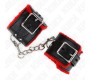 Kink Wrist Restraint KINK - FUR LINED WRIST RESTRAINTS WITH SQUARE HOLES RED AND BLACK BELT ADJUSTABLE 17-29 CM X 6 CM