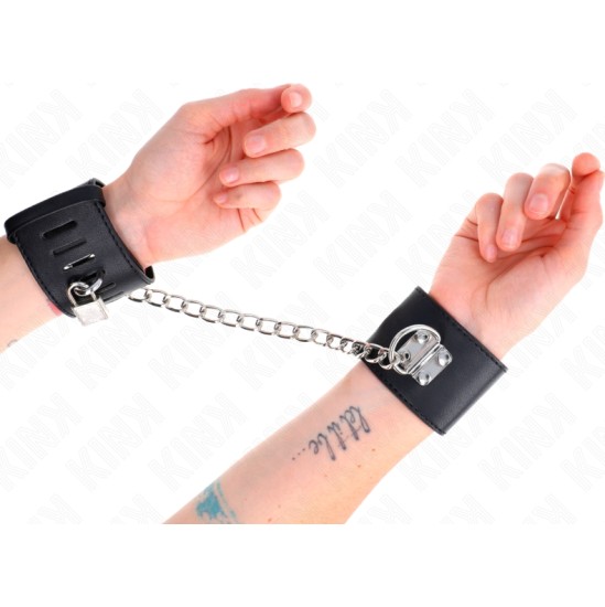 Kink Wrist Restraint KINK - FIXED WRIST RESTRAINTS WITH CHAIN 30 CM AND PADLOCK CLOSURE BLACK ADJUSTABLE 16-23 CM X 5.5 CM