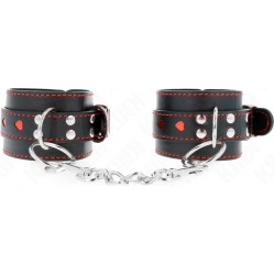 Kink Wrist Restraint KINK - BLACK WRIST RESTRAINTS WITH RED HEART INLAY ADJUSTABLE 21-28 CM X 5.5 CM