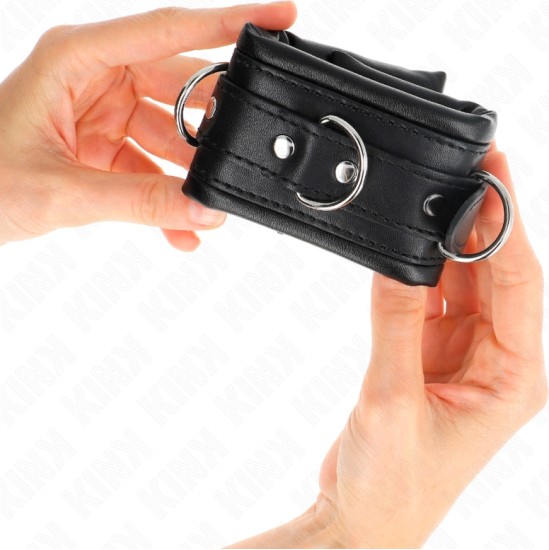 Kink Wrist Restraint KINK - HEAVY WRIST RESTRAINTS WITH BLACK FUR LINED ADJUSTABLE 20-30 CM X 6 CM