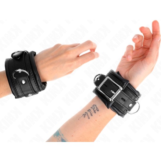 Kink Wrist Restraint KINK - HEAVY WRIST RESTRAINTS WITH BLACK FUR LINED ADJUSTABLE 20-30 CM X 6 CM
