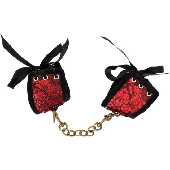 Kink Wrist Restraint KINK - SCANDAL WRIST RESTRAINTS RED-BLACK LACE DETAILS 24.5 CM X 6.5 CM