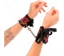 Kink Wrist Restraint KINK - SCANDAL WRIST RESTRAINTS RED-BLACK LACE DETAILS 24.5 CM X 6.5 CM