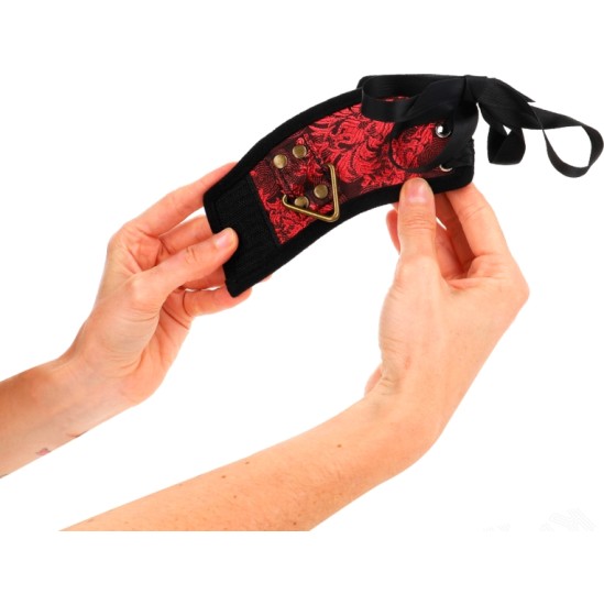 Kink Wrist Restraint KINK - SCANDAL WRIST RESTRAINTS RED-BLACK LACE DETAILS 24.5 CM X 6.5 CM