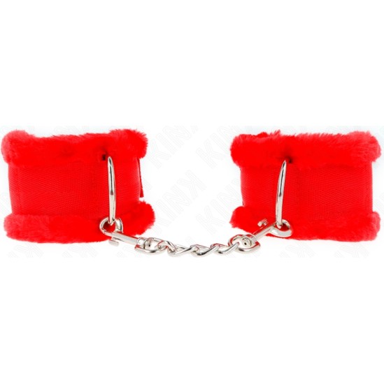 Kink Wrist Restraint KINK - FURRY LINED WRIST RESTRAINTS RED ADJUSTABLE 17-31 CM X 7 CM