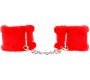 Kink Wrist Restraint KINK - FURRY LINED WRIST RESTRAINTS RED ADJUSTABLE 17-31 CM X 7 CM