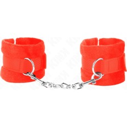 Kink Wrist Restraint KINK - BEGINNER FUR HAND CUFFS RED 30 X 7 CM
