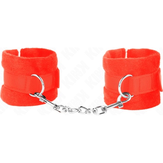 Kink Wrist Restraint KINK - BEGINNER FUR HAND CUFFS RED 30 X 7 CM